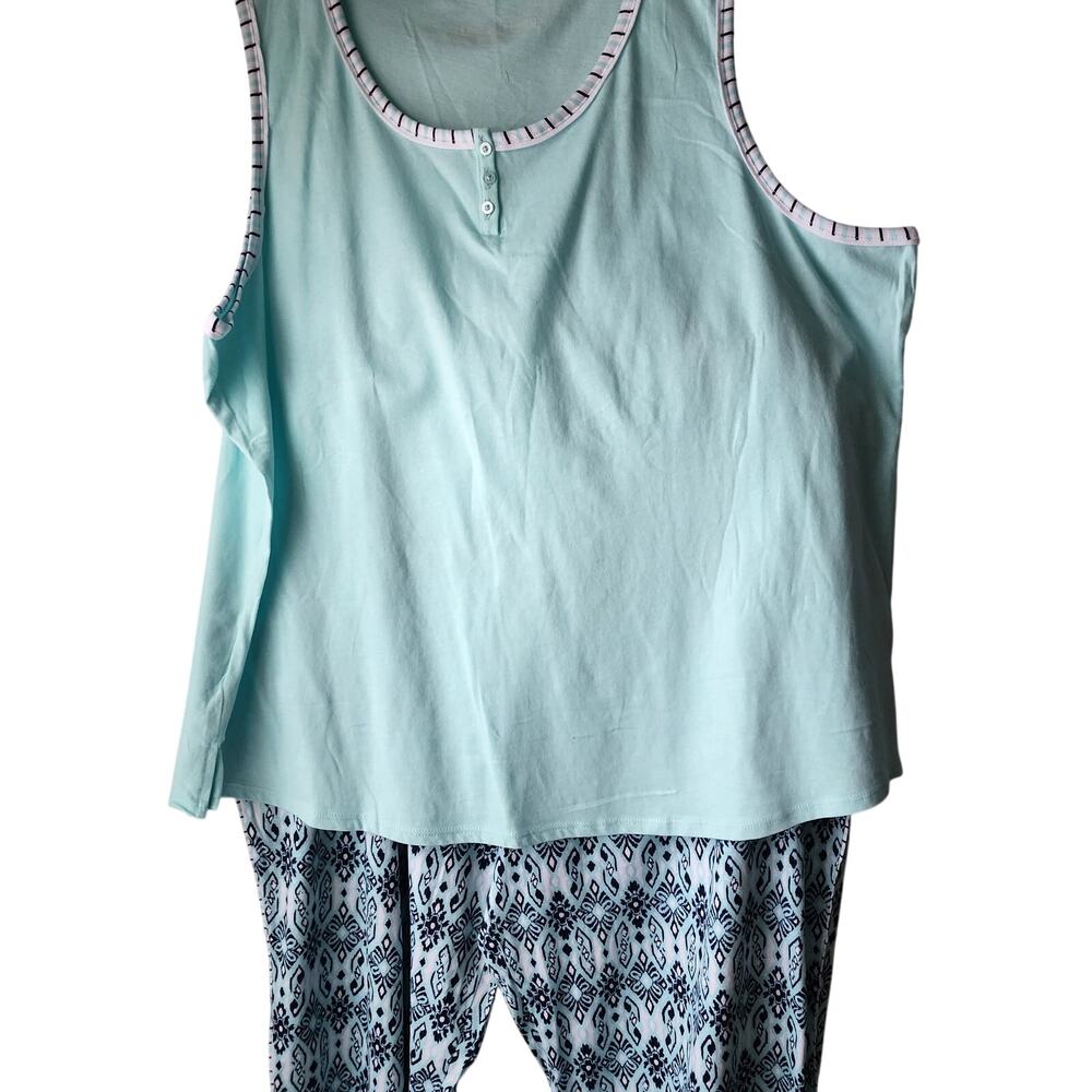 NWT Carole Hochman 2-Piece Pajama Set Aqua Blue | Cozy Lounge Sleepwear Women 2X - Picture 2 of 16